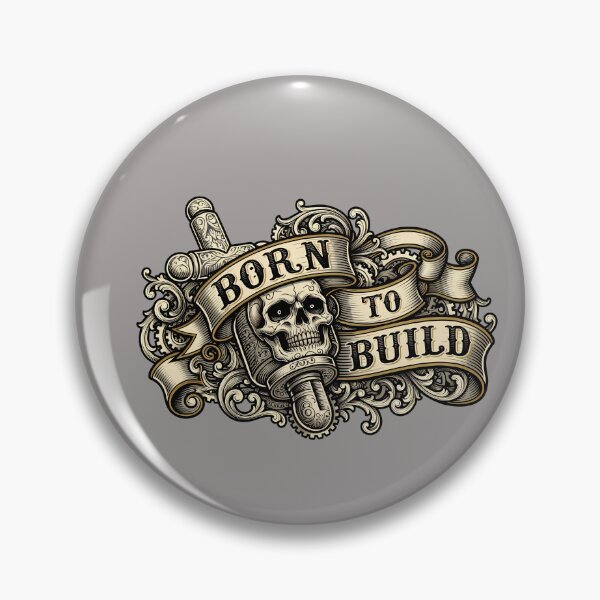 Item preview, Born To Build Skull Hammer Tattoo Style-53 designed and sold by WerneBeer.