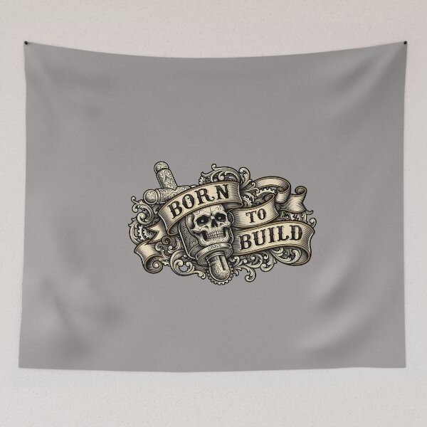 Item preview, Born To Build Skull Hammer Tattoo Style-53 designed and sold by WerneBeer.