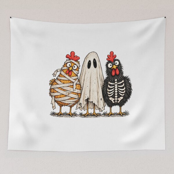 Item preview, Funny Mummy Ghost and Skeleton Chicken Trio designed and sold by PhocoNibict.