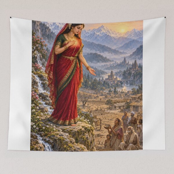 Item preview, Annapurna and Shiva Goddess Parvati Witnesses the World’s Hunger — Divine Compassion Art designed and sold by Homyar.