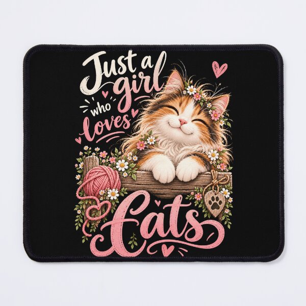 Item preview, Just a Girl Who Loves Cats Cute Floral Cat Lover designed and sold by JerdbordinShop.