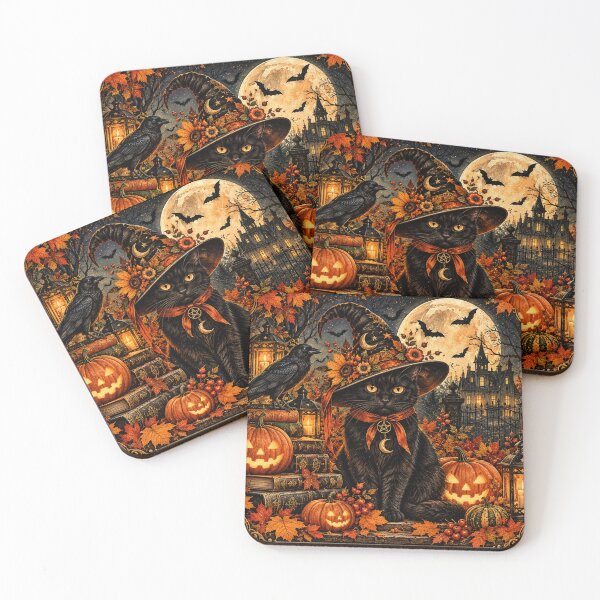 Item preview, Vintage Halloween Black Cat – Gothic Moonlit Night designed and sold by DesignsbyVelvet.