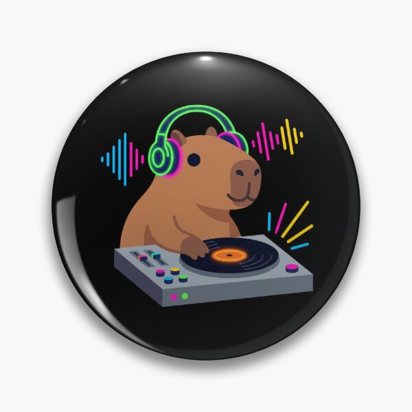 Item preview, Retro Capybara DJ Spinning Records Party Vibes Art designed and sold by pattman.