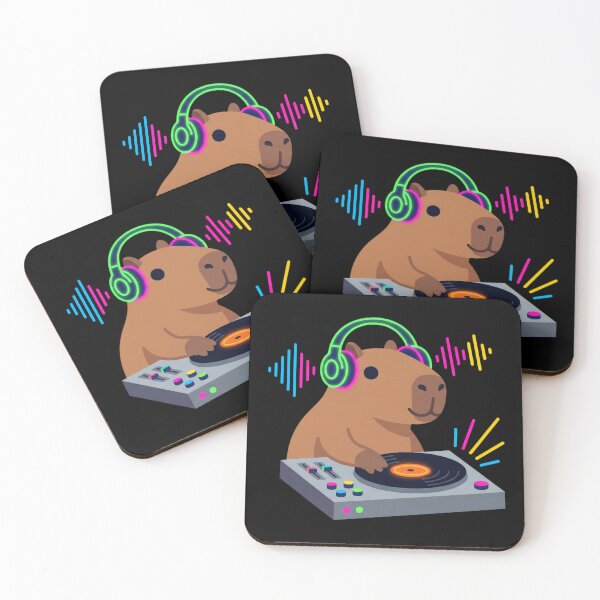 Item preview, Retro Capybara DJ Spinning Records Party Vibes Art designed and sold by pattman.
