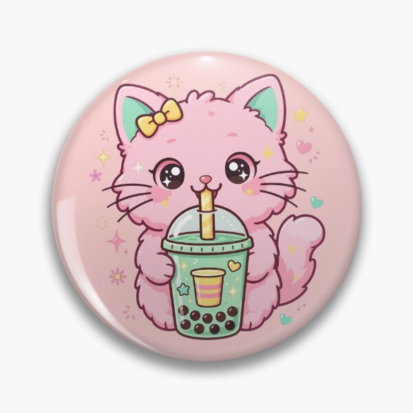 Item preview, Cute Pink Cat Drinking Bubble Tea designed and sold by Avenuse style.