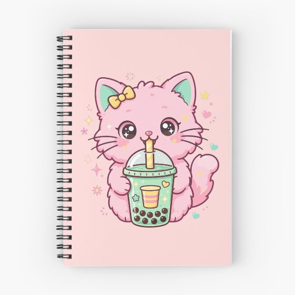 Item preview, Cute Pink Cat Drinking Bubble Tea designed and sold by Avenuse style.