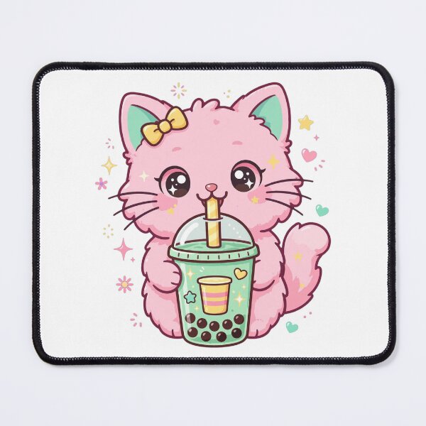 Item preview, Cute Pink Cat Drinking Bubble Tea designed and sold by Avenuse style.