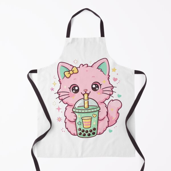 Item preview, Cute Pink Cat Drinking Bubble Tea designed and sold by Avenuse style.