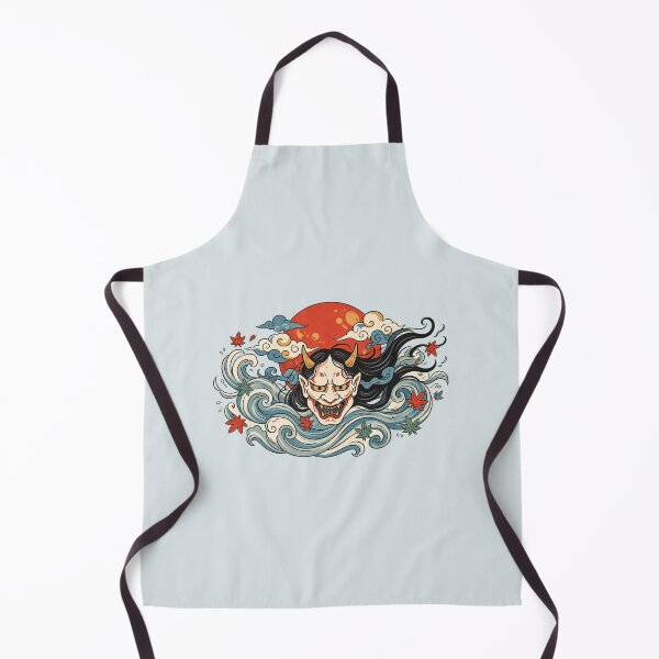 Item preview, Japanese Hannya Mask | Oni Waves Maple Leaf Tattoo Art designed and sold by MrDev.