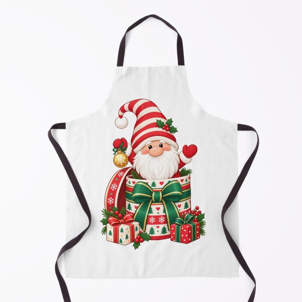 Item preview, Striped Hat Christmas Gnome with Gifts and Green Bow designed and sold by skyartdesign.