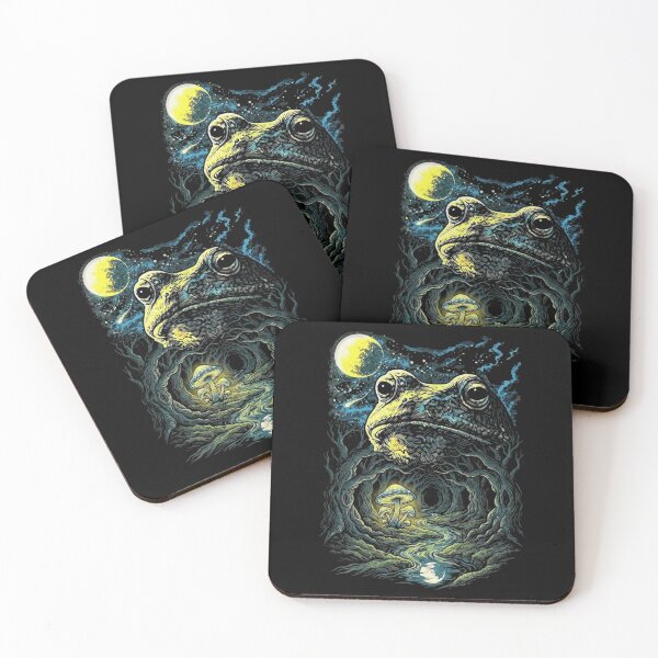 Item preview, Dark Fantasy Frog Forest with Glowing Mushroom Moon designed and sold by MiALopezArt.