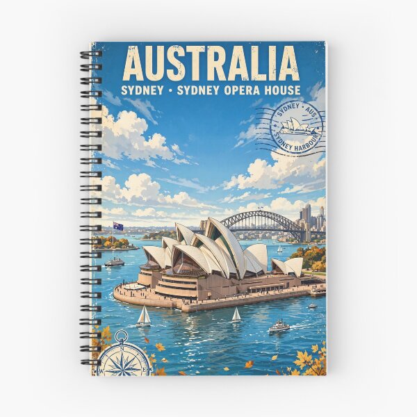 Item preview, Australia – Sydney Opera House Vintage Travel | Coastal City & Southern Light designed and sold by DibujandoPorfa.