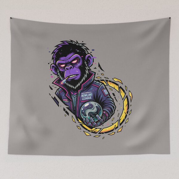 Item preview, Bowling League Monkey Smoking Graphic Tee-53 designed and sold by ReannaSchoe.