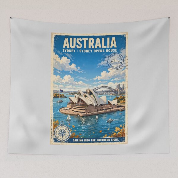 Item preview, Australia – Sydney Opera House Vintage Travel | Coastal City & Southern Light designed and sold by DibujandoPorfa.