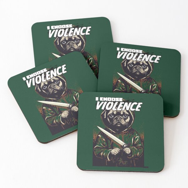 Item preview, I CHOOSE VIOLENCE - Pug Active  designed and sold by PoppyIslandShop.