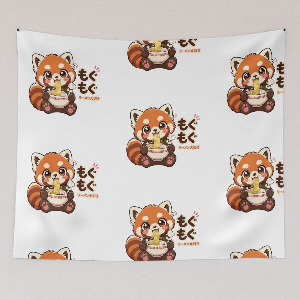 Item preview, Kawaii Red Panda Eating Ramen designed and sold by Animepopstudio.