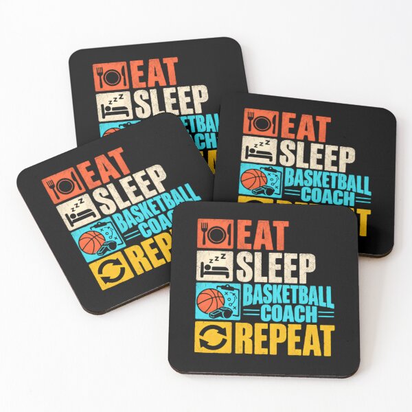 Item preview, Eat Sleep Basketball Coach Repeat Basketball Coach Coaching Life Sports Fan Gift designed and sold by SkeletonsDanger.