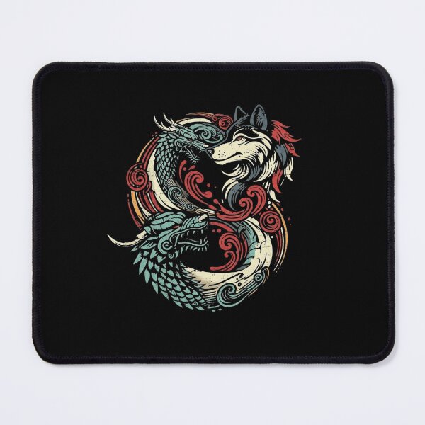 Item preview, Yin And Yang Dragon And Wolf Japanese Oriental Mythical Design designed and sold by Ostericaimusa.