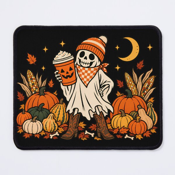 Item preview, Pumpkin Spice Skeleton with Cowboy Boots & Corn Harvest Fall Halloween Gift designed and sold by Zizo-DR44.