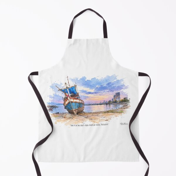 Item preview, Thai Fishing Boat at Sunset — Watercolor and Ink Coastal Scene designed and sold by Russell Thorne.
