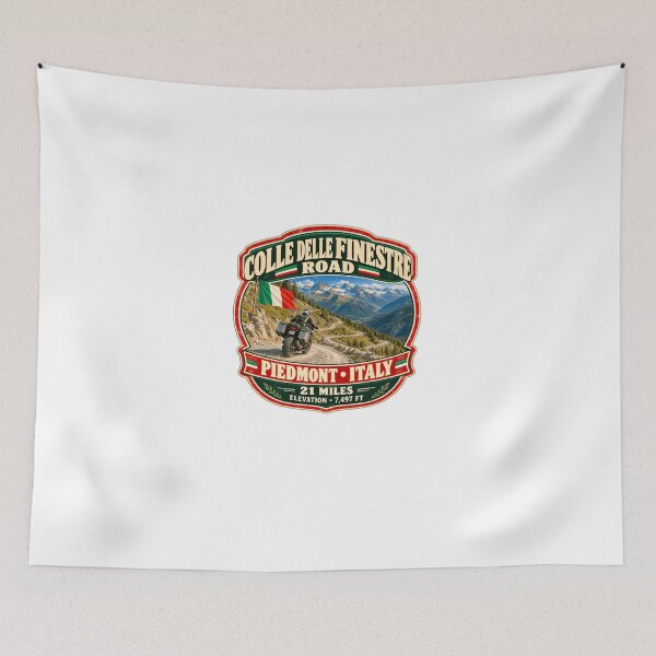 Item preview, Colle Delle Finestre Road Piedmont Italy Motorcycle Adventure Cyclist Travel designed and sold by Star3NowForMe.