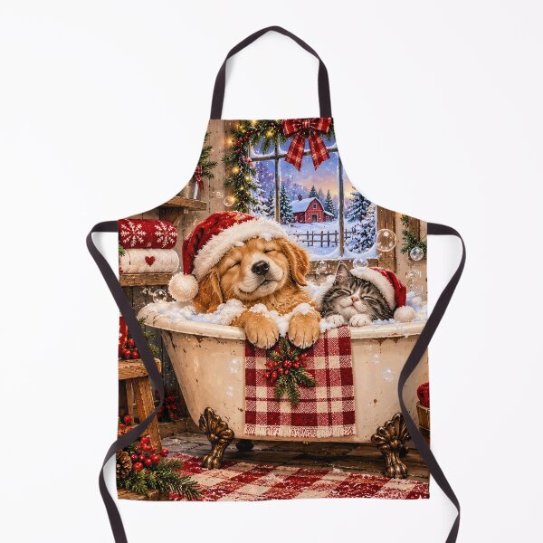 Item preview, Christmas Bubble Bath – Cute Puppy and Kitten designed and sold by DesignsbyVelvet.