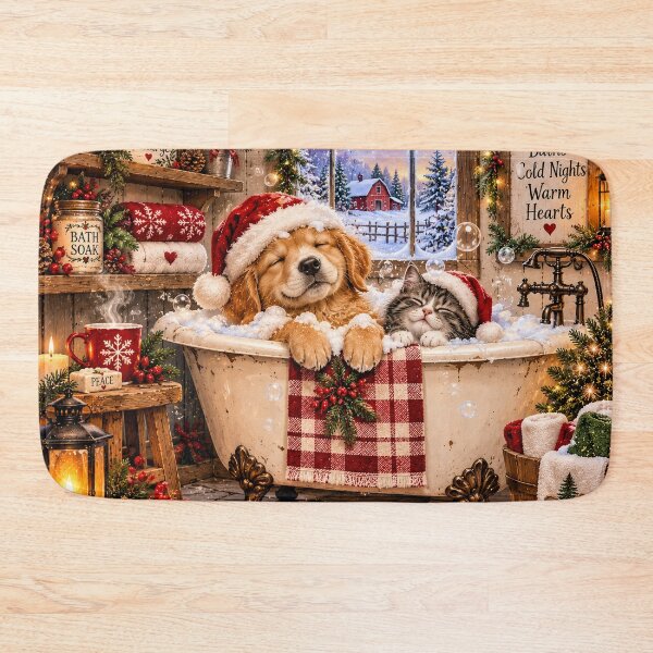 Item preview, Christmas Bubble Bath – Cute Puppy and Kitten designed and sold by DesignsbyVelvet.