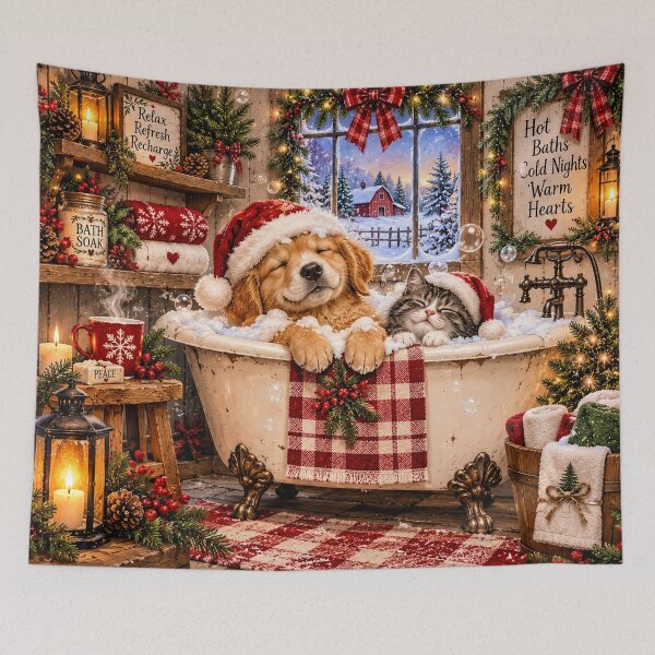 Item preview, Christmas Bubble Bath – Cute Puppy and Kitten designed and sold by DesignsbyVelvet.