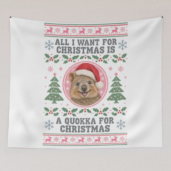 Item preview, Quokka Santa Hat Ugly Christmas Sweater Pattern Funny Australian Animal designed and sold by Yellowriversss.