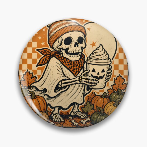 Item preview, Pumpkin Spice Skeleton with Checkered Background Retro Fall Halloween Gift designed and sold by Zizo-DR44.