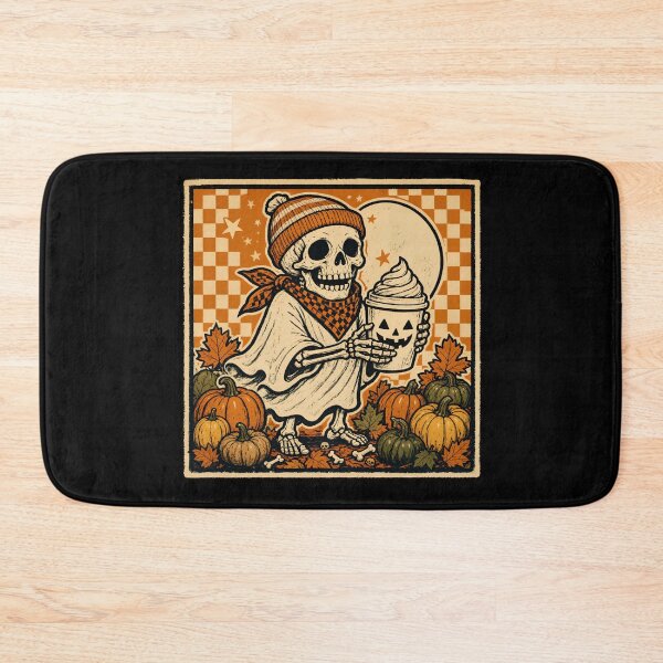 Item preview, Pumpkin Spice Skeleton with Checkered Background Retro Fall Halloween Gift designed and sold by Zizo-DR44.