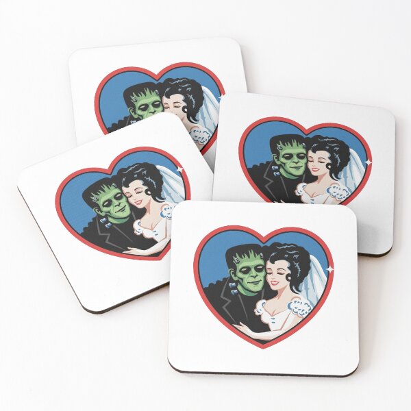 Item preview, Retro Frankenstein Monster Couple Heart Graphic designed and sold by Niykos570.