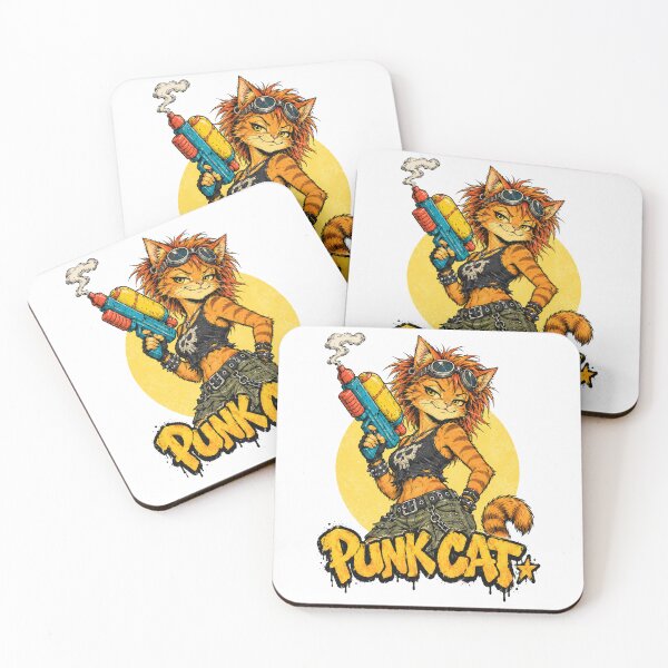 Item preview, Punk Cat Rebel Streetwear Character With Ray Gun Illustration designed and sold by Yellowriversss.