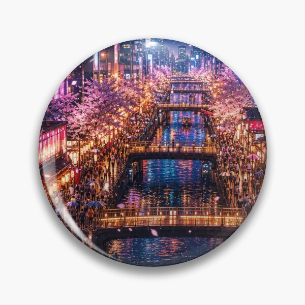 Item preview, Osaka Cherry Blossom Night – Neon Dotonbori designed and sold by vekotpu.