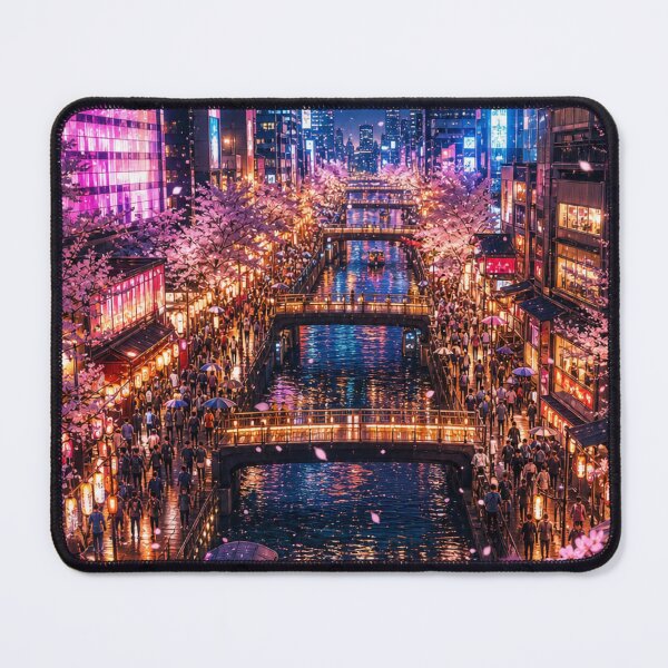 Item preview, Osaka Cherry Blossom Night – Neon Dotonbori designed and sold by vekotpu.