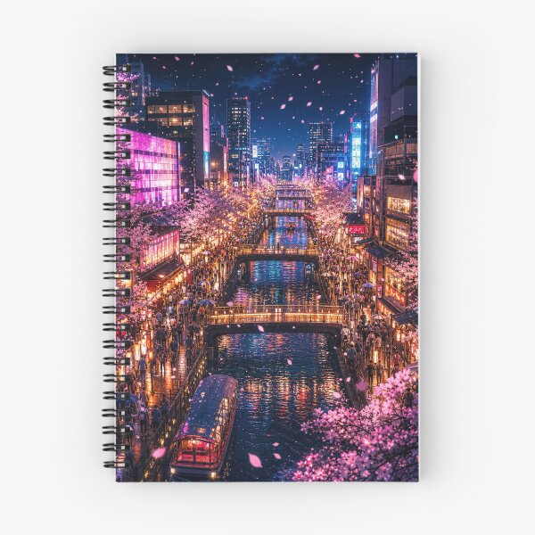 Item preview, Osaka Cherry Blossom Night – Neon Dotonbori designed and sold by vekotpu.