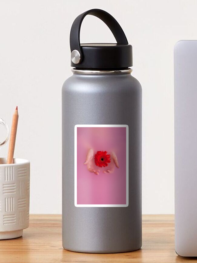 Thumbnail 1 of 3, Sticker, pink flower water designed and sold by pixiebat8.