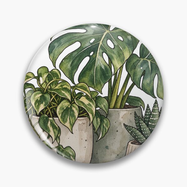 Item preview, Potted Houseplants Monstera and Succulent Watercolor designed and sold by Jessie's Palette.