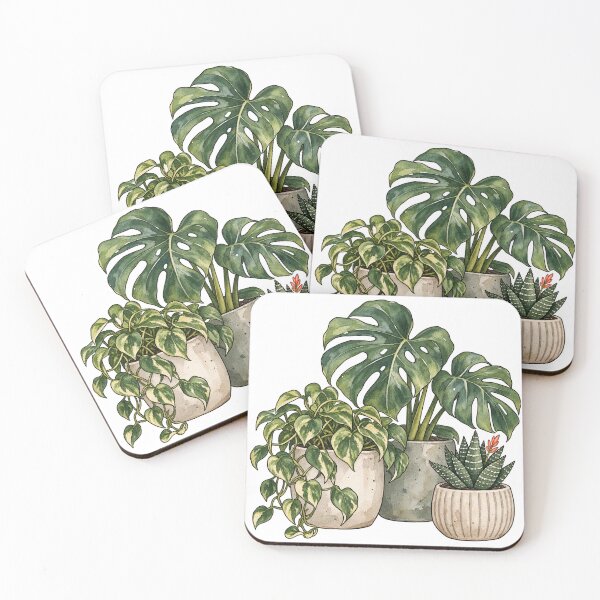 Item preview, Potted Houseplants Monstera and Succulent Watercolor designed and sold by Jessie's Palette.
