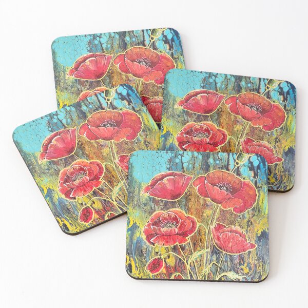 Item preview, Crimson Poppies in a Turquoise Garden designed and sold by LumiWild.