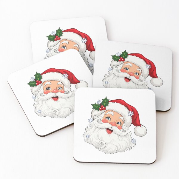 Item preview, Cheerful Santa Portrait with Holly and Snowflakes designed and sold by skyartdesign.