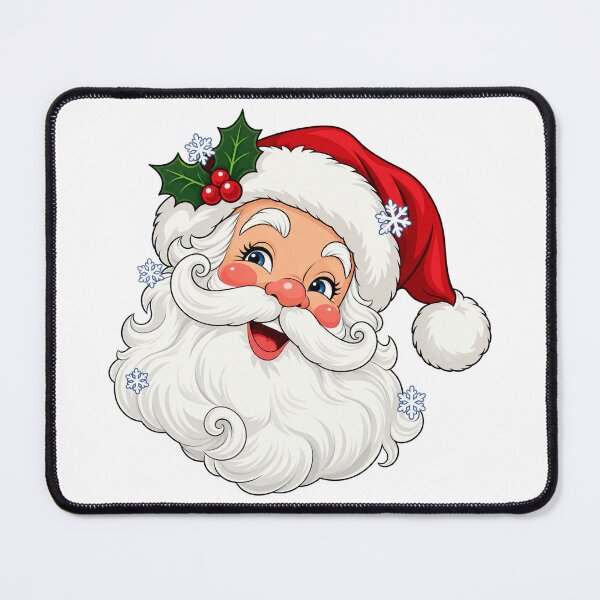 Item preview, Cheerful Santa Portrait with Holly and Snowflakes designed and sold by skyartdesign.
