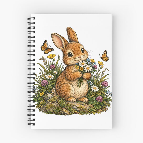 Item preview, Cute Bunny with Wildflowers and Butterflies Vintage Illustration designed and sold by lovepower.