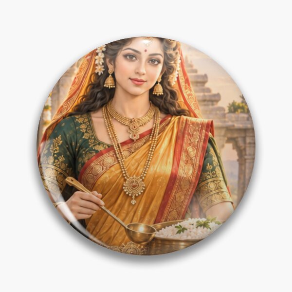 Item preview, Goddess Annapurna with Golden Food Vessel — Divine Nourishment Art designed and sold by Homyar.