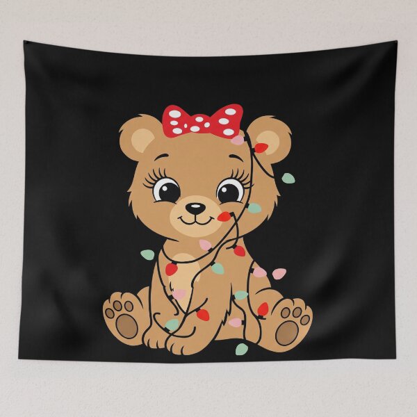 Item preview, Cute Christmas Bear Christmas Lights Holiday Teddy Bear Girl designed and sold by Ruuper4all.