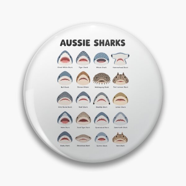 Item preview, Aussie Sharks Cute Cartoon Species Identification Chart designed and sold by Yellowriversss.