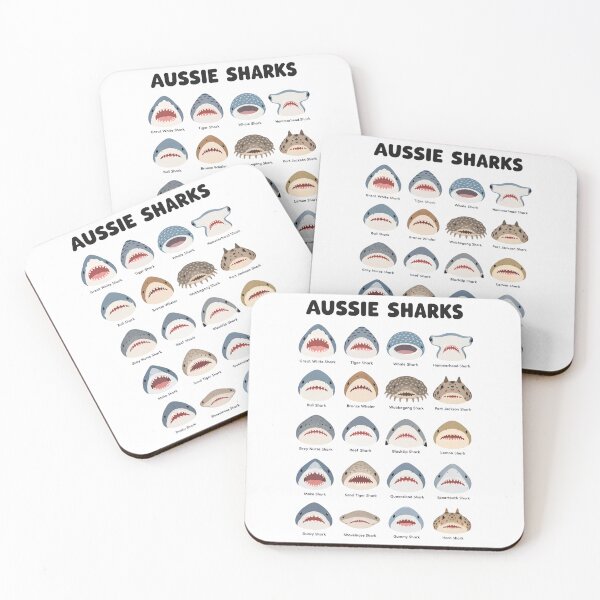 Item preview, Aussie Sharks Cute Cartoon Species Identification Chart designed and sold by Yellowriversss.