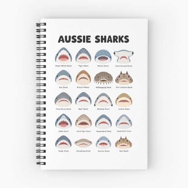 Item preview, Aussie Sharks Cute Cartoon Species Identification Chart designed and sold by Yellowriversss.