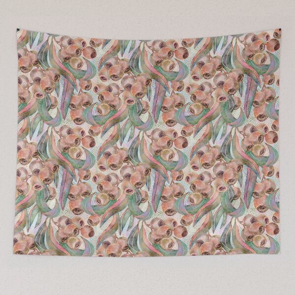 Item preview, Australian Eucalyptus Gum Nuts & Leaves Watercolour Botanical Pattern designed and sold by Sketchbook Designs.