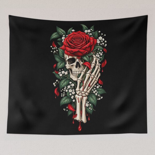 Item preview, Skeleton Hand Holding Rose Flower Red Rose designed and sold by StanaLuis.